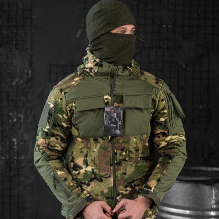Тактическая флисовая куртка MTK Сombo multicam, флисска со вставками Softshell мультикам для армии 3XL - фото 3 - id-p2070905410