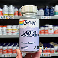 Solaray L-Lysine Monolaurin, лизин и монолаурин в соотношении 1:1, 60 капсул