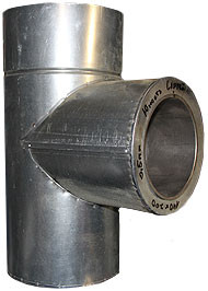 Трійники для димоходу з неіржавкої сталі з термоізоляцією в оцинкованому кожусі (87°)