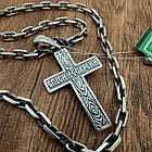 Срібний чоловічий комплект якірний ланцюг та хрестик 925 проба чорніння, фото 2
