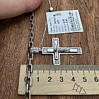 Срібний чоловічий комплект якірний ланцюг та хрестик 925 проба чорніння, фото 6