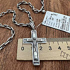 Срібний чоловічий комплект якірний ланцюг та хрестик 925 проба чорніння, фото 7