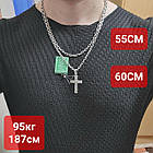 Срібний чоловічий комплект якірний ланцюг та хрестик 925 проба чорніння, фото 8