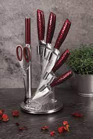 Набір ножів на підставці 8 предметів Berlinger Haus Metallic RED Line Edition BH 2459, фото 1