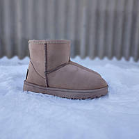 UGG зимние Угги низкие эко -ЗАМША женские бежевые теплые полусапожки ботиночки мужские унисекс 37