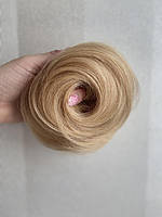Шиньйон-гумка з натурального прямого волосся світло-русявий бежевий