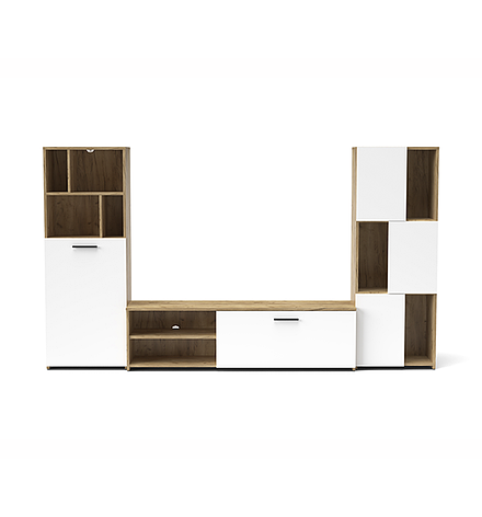 Меблева стінка для вітальні Joy 2, Accord колір дуб крафт золотий/білий платиновий, фото 2