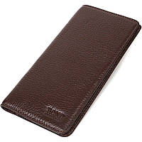 Коричневий вертикальний вузький чоловічий гаманець із натуральної зернистої шкіри BOND Adore