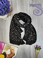 Женский кашемировый шарф палантин Cashmere коричневый с принтом LV Louis Vuitton