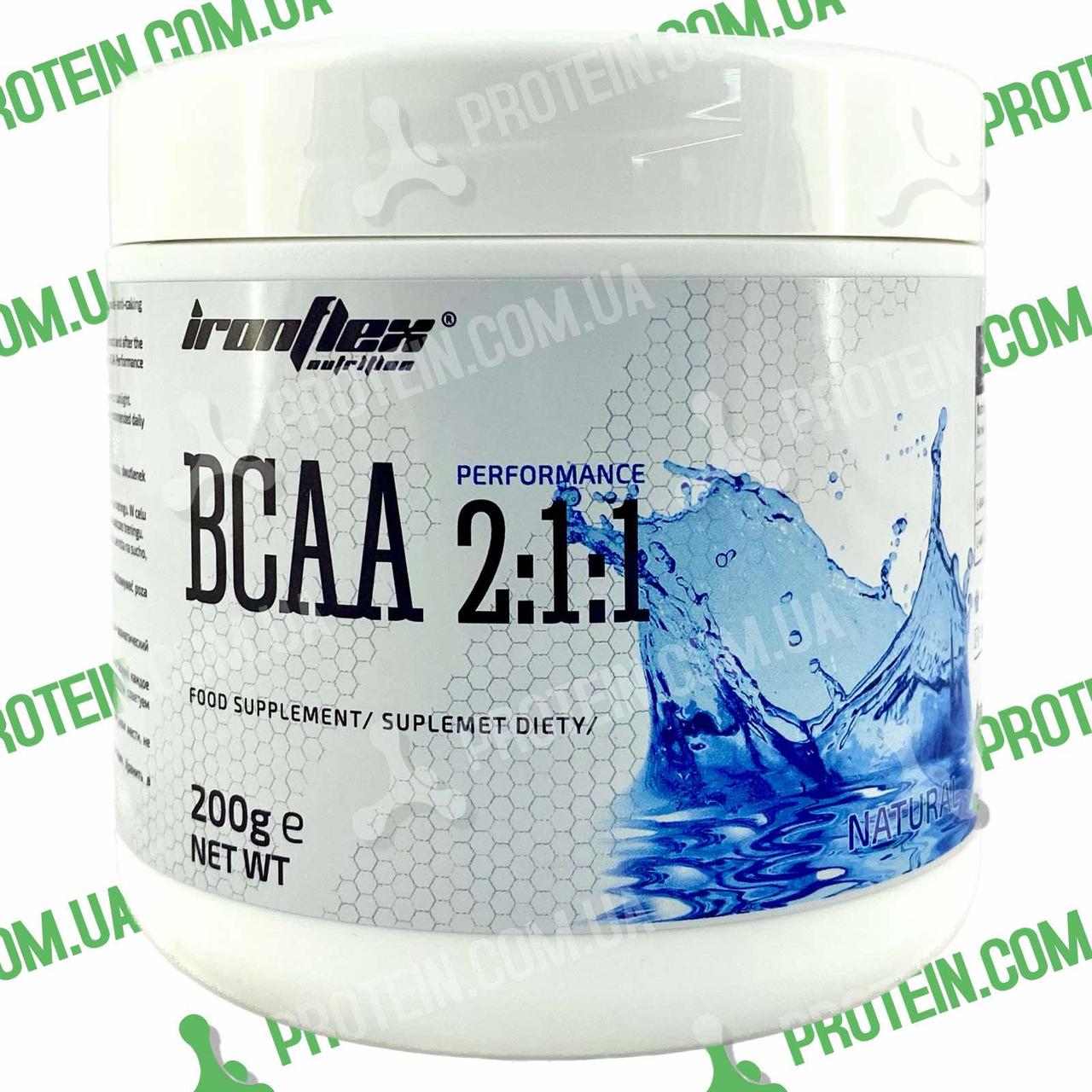 Амінокислоти IronFlex BCAA Performance 2-1-1 200 г Без Смаку Natural