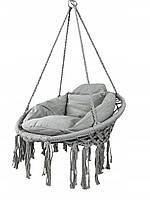 Підвісна гойдалка качеля з подушкою GRAZIA СІРА до 150кг Підвісне крісло гамак + подушка