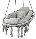 Підвісна гойдалка качеля з подушкою GRAZIA СІРА до 150кг Підвісне крісло гамак + подушка, фото 2