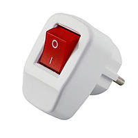 Вилка з/з, 16А, з вимикачем, біла, AY-KA, (77 148 00)