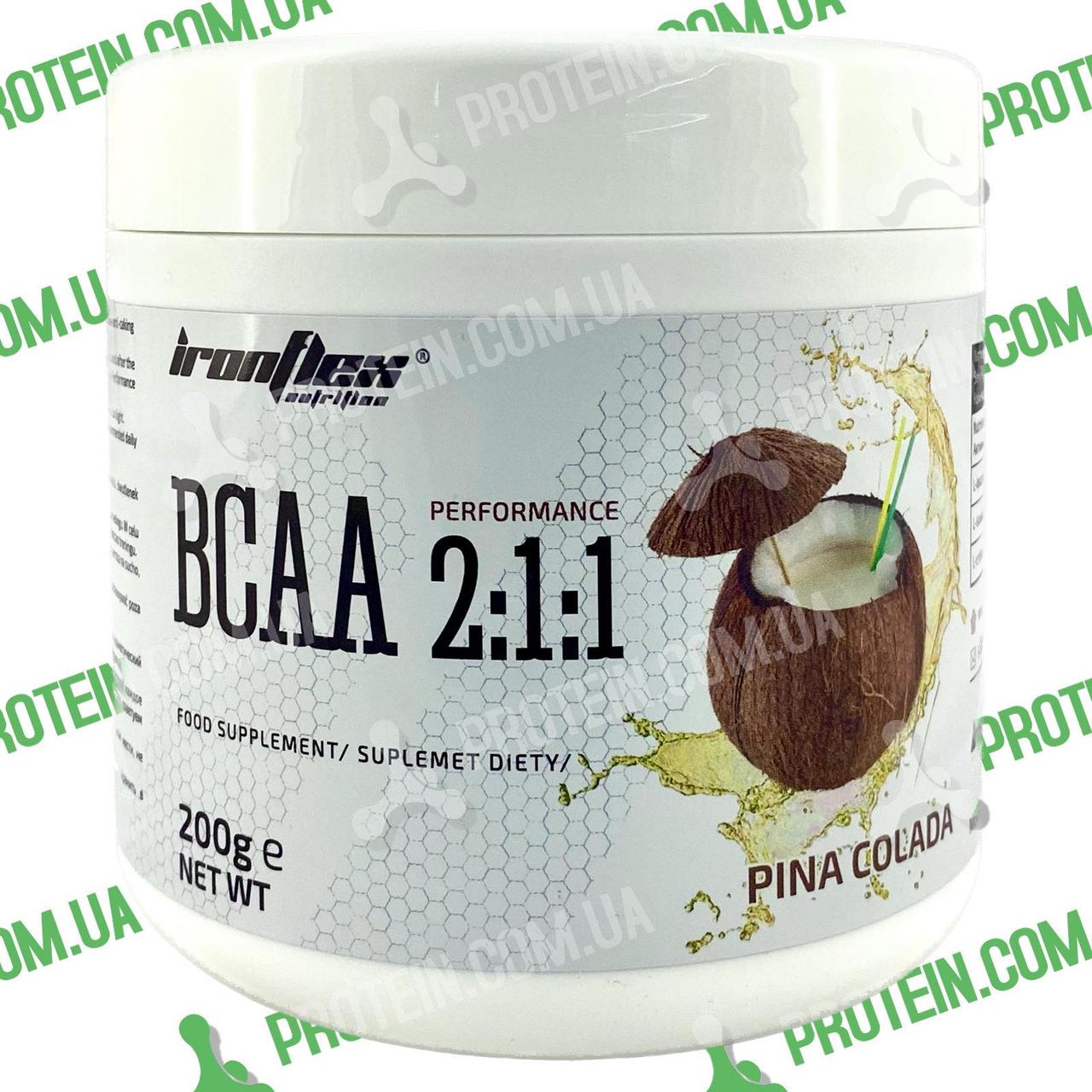 Амінокислоти IronFlex BCAA Performance 2-1-1 200 г Pina Colada Піна Колада