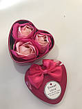 Подарунковий набір із мильного розчину у формі бутона троянди (3 троянди), фото 7