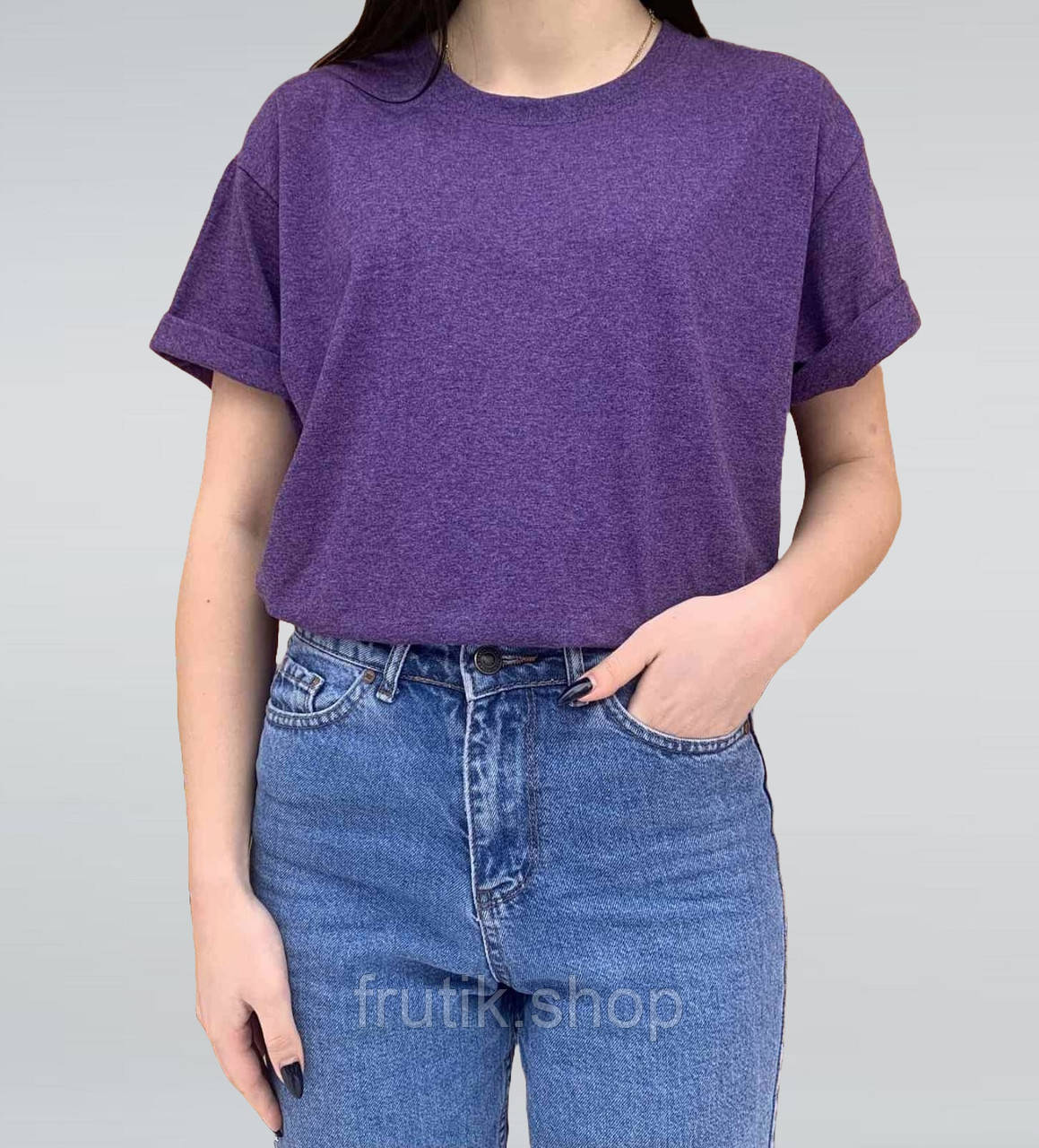 Фіолетовий меланж базова унісекс футболка оверсайз fruit of the loom Valueweight heather purple S