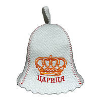 Шапка для лазні жіноча, жіноча шапка для сауни або парної "Цариця" Біла, жіноча шапка для лазні
