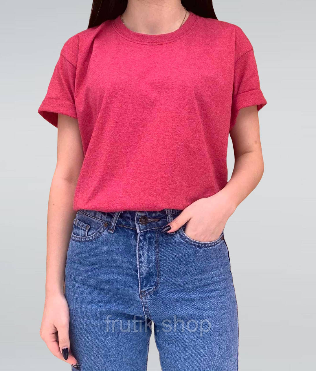 Червоний меланж базова унісекс футболка оверсайз fruit of the loom Valueweight heather red S