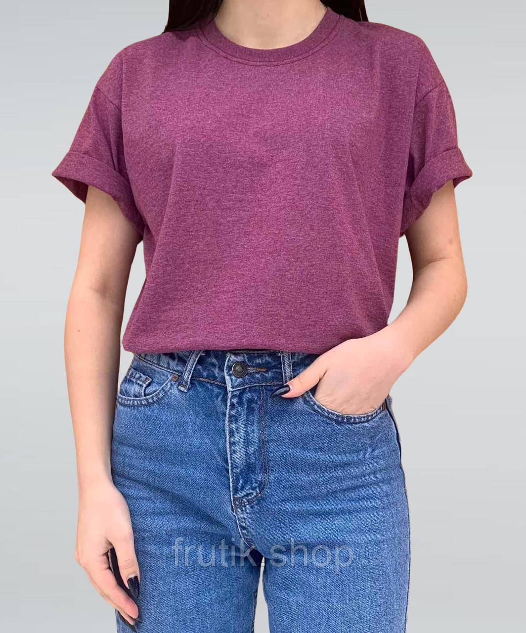 Бордовий меланж базова унісекс футболка оверсайз fruit of the loom Valueweight Heather Burgundy S