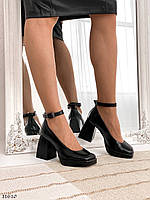Классические туфельки женские на каблуке NA цвет: черный материал: наплак