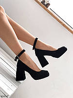 Классические туфельки женские на каблуке NA цвет: черный материал: натуральная замша