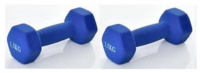 Гантелі для фітнесу Profi MS 0110-1, неопрен, 2 шт., по 1.5 кг, різний. кольори синій