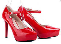 Туфли женские лаковые красные на каблуке размер 36,37,38,40