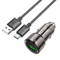 Адаптер автомобильный Hoco Type-C cable Spacious Car charger set Z52 1USB/1Type-C 38Вт/3A PD/QC black