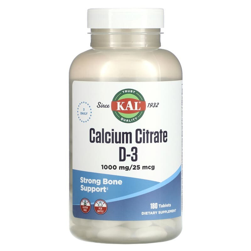 Цитрат кальцію + D3 KAL "Calcium Citrate D-3" 1000 мг / 25 мкг (180 таблеток), фото 1