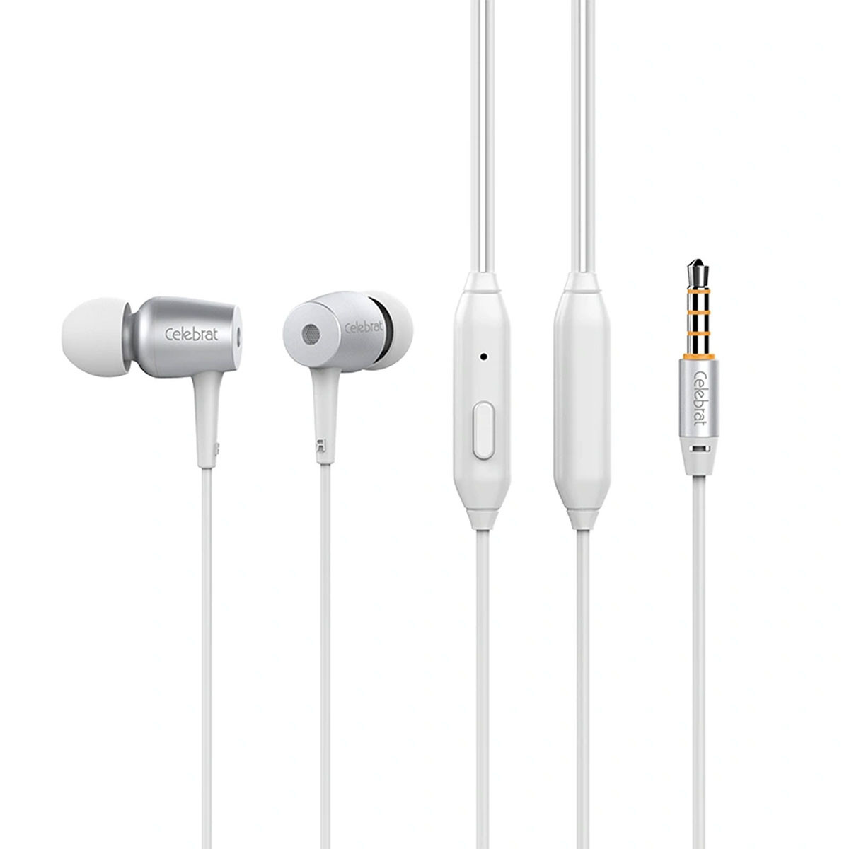Навушники Celebrat G1 дротові з кнопками білі 3.5 мм, фото 1
