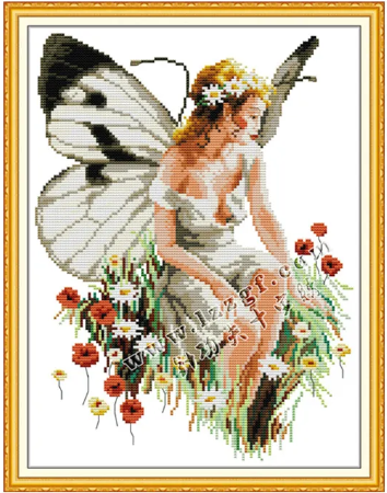 Набір для вишивання за нанесеною на канву схемою "Butterfly fairy 13 " AIDA 14CT printed, 30*37 см