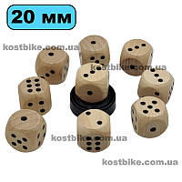 Кубики игральные 20 мм деревянные, кости игральные дерево