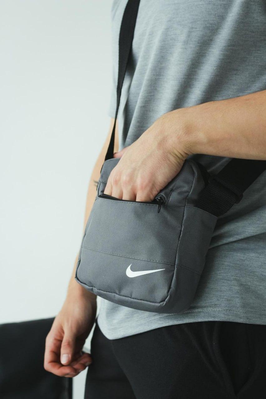 Барсетка через плече мала Nike чоловіча жіноча сіра сумка на плече повсякденна месенджер унісекс