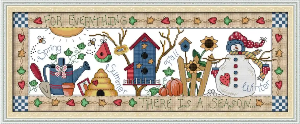 Набір для вишивання за нанесеною на канву схемою "Four Seasons". AIDA 14CT printed, 54*22 см