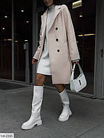 Пальто женское кашемировое классическое деловое прямого кроя до колена на пуговицах на подкладке размеры 42-48