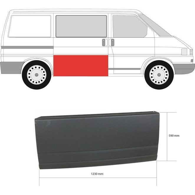 Рем бокових дверей VOLKSWAGEN TRANSPORTER IV 61 cm (ви-во Polcar)