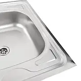 Кухонна мийка Рlatinum 8060 R з нержавіючої сталі 0,5 мм, 80x60 см, Прямокутна, Сатин (000000592), фото 3