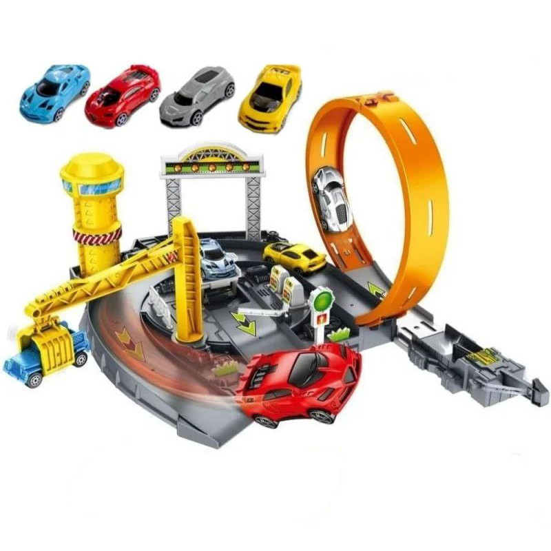 Автотрек дитячий Track Parking Lot з різнокольоровими машинками і катапультою, іграшка для хлопчика (KR872-А)