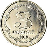 Таджикістан 3 сомоні, 2019-2023 No1390, фото 2