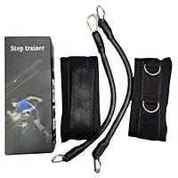 Эспандер для тренировки ног RIAS Step Trainer 2 жгута + 2 манжета Black (3_03120) DI, код: 8036089