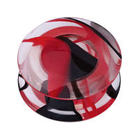 Туннель-плаг Piercing акриловый прозрачный с красными и черными разводами 3мм UPSS20 10-0350