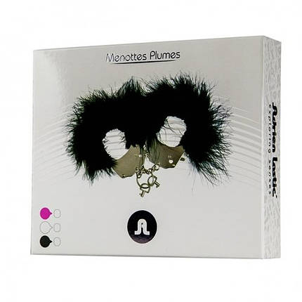 Наручники металеві з чорним пір'ям, фото 2