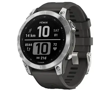 Смарт-годинник Garmin Fenix 7 сріблястий з графітовим ремінцем (010-02540-01)