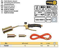 Паяльник газовий 360 мм лампа 3 наконечника шланг 2 м 1,2 МРа VOREL-73340