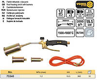 Паяльник газовый Польша горелка L=360 мм 3 наконечника шланг 2 м 1,2 МРа VOREL-73340