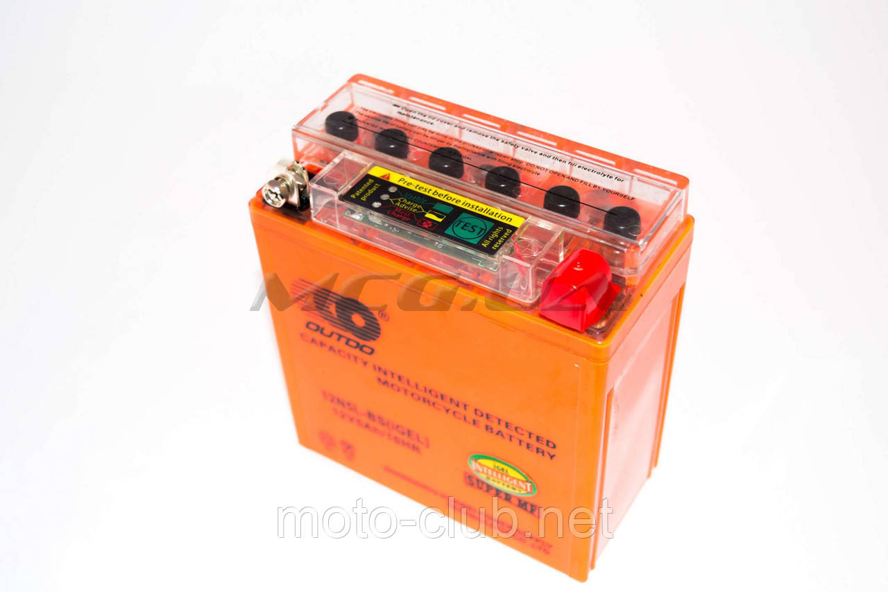 Акумулятор на мототехніку 12 V 5 А гелевий (високий) "OUTDO" (120x60x130, з індикатором заряду, mod:12N5-3B) IDRBR)