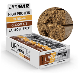 Протеїнові батончики Lipobar Lipobar 20x50 г Hazelnut-Chocolate