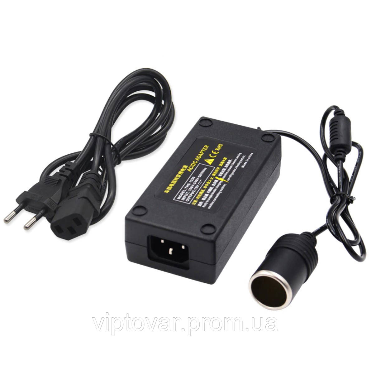 Адаптер с 220V на 12V прикуриватель 8А (мощность 96W, для компрессора ...