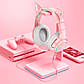 Ігрові навушники ONIKUMA дротові usb котячі вушка LED Gaming CAT K9 Pink, фото 5