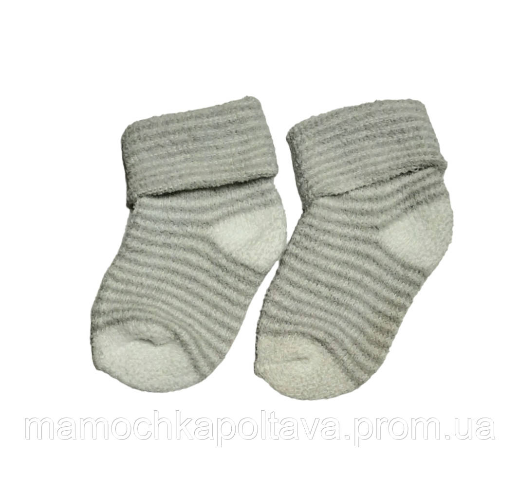 Шкарпетки дитячі махра травичка сіра смужка 24 Україна 8-10 см (р)